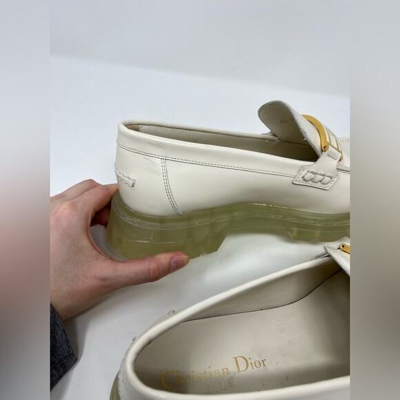 Christian Dior Off White Code Loafer Brushed Calfskin Platform sole Size 39.5 EU - Picture 4 of 9